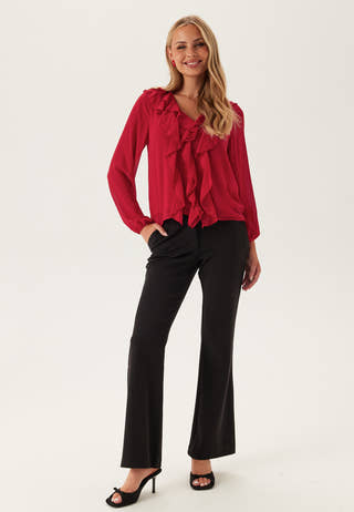 Viane L/S V-NECK FRILL TOP V-N