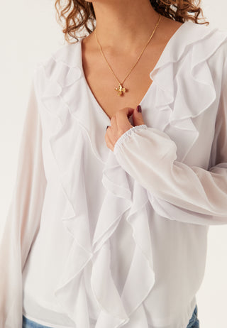 Viane L/S V-NECK FRILL TOP V-N