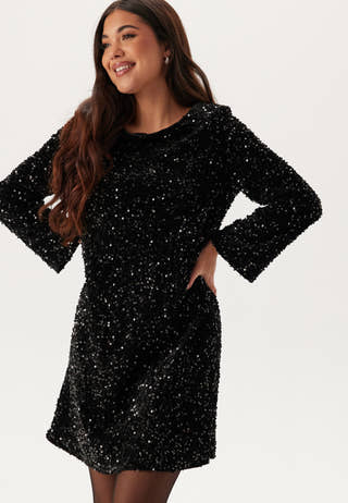 Viaria L/S O-NECK OPEN BACK DRESS