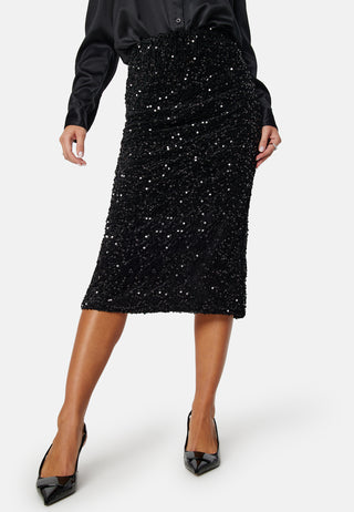 Vibarina HW Midi Sequins Skirt
