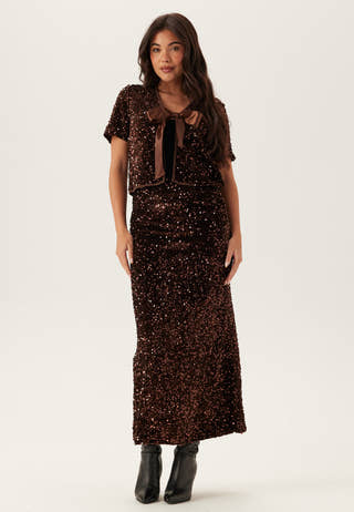 Vibelieve S/S TIE SEQUINS TOP