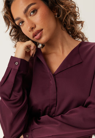Viellette V-neck L/S Satin Shirt