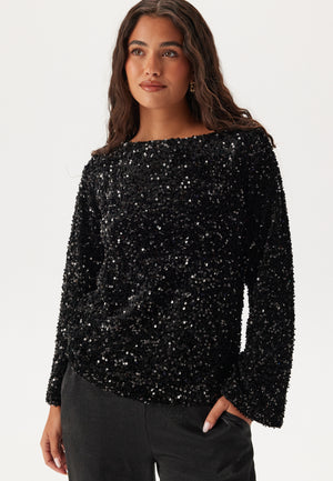 Vifaith Boat Neck L/S SEQUIN T