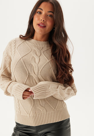 Vilou O-neck L/S CABLE KNIT TO