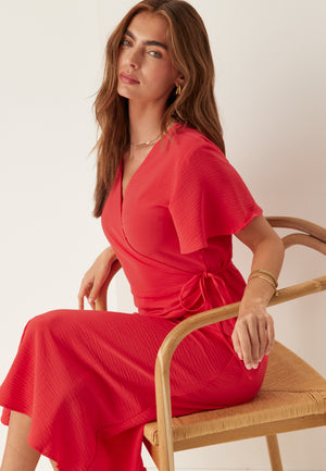 Vilovie S/S Wrap Midi Dress