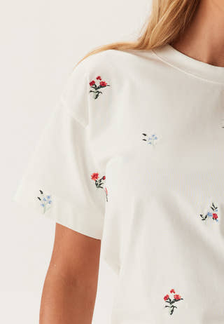 Vimonie Flower Emb S/S O-NECK