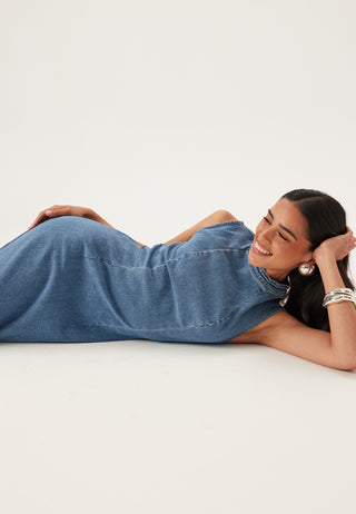 Vinona S/L Midi Denim Dress