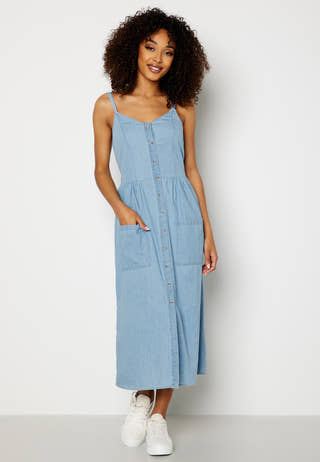 Zia Fanzi Strap Midi Denim Dress