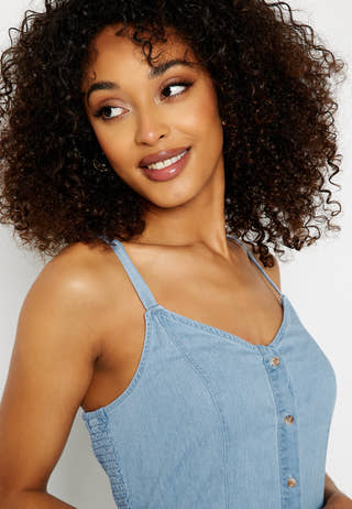 Zia Fanzi Strap Midi Denim Dress