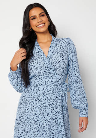 Clora LS Midi Wrap Dress