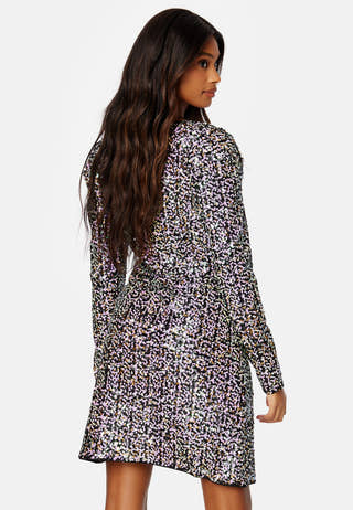 Multiseq Velvet LS Wrap Dress