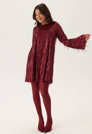 Yaslantra Ls Sequin Fringe Dress