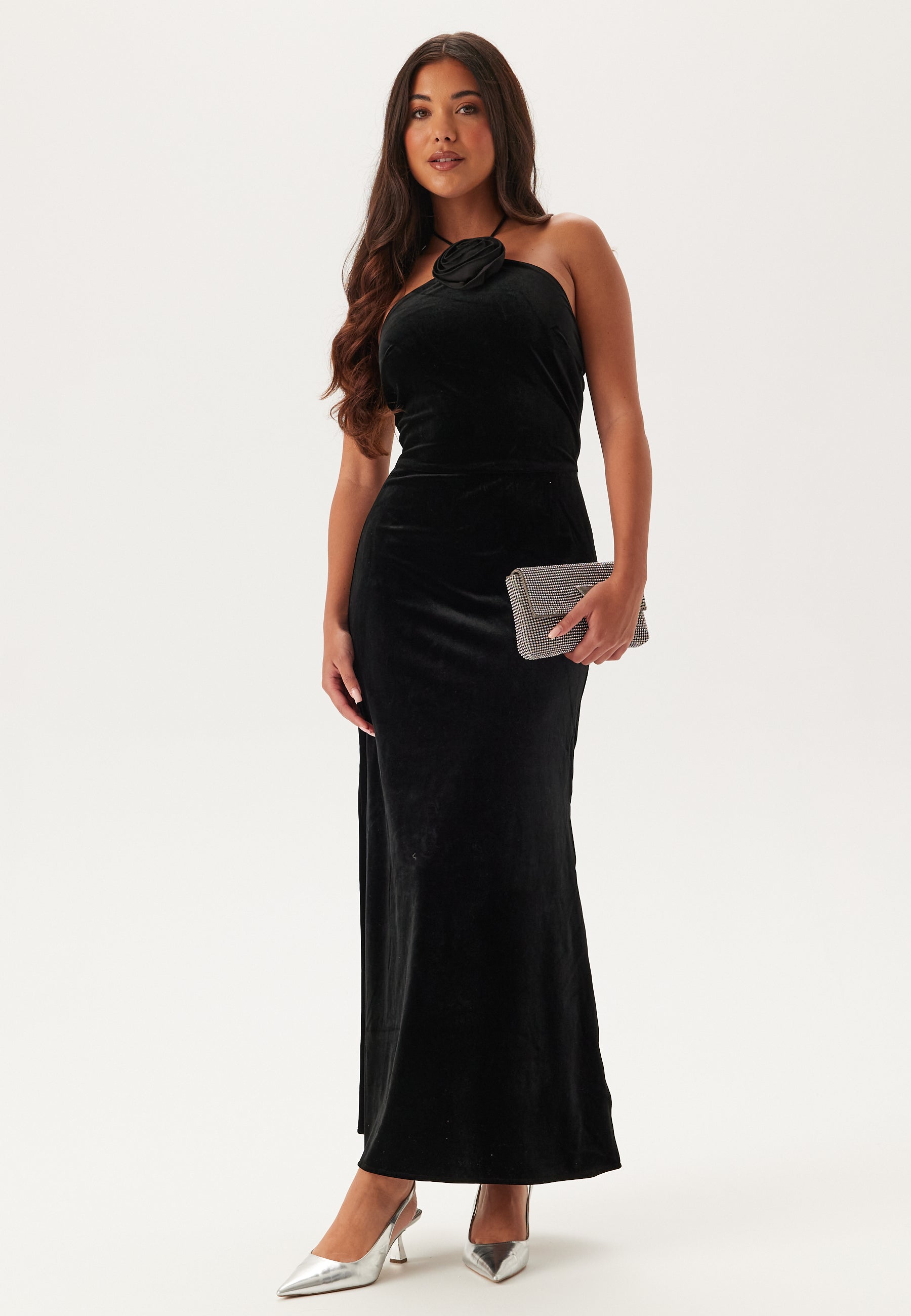yas bridesmaid dress YAS Bridesmaid satin wrap midi dress in navy